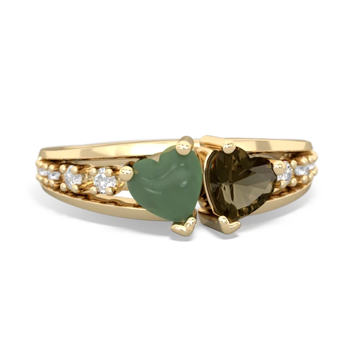 jade-smoky quartz modern ring