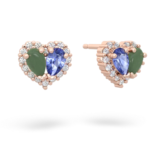 jade-tanzanite halo-heart earrings