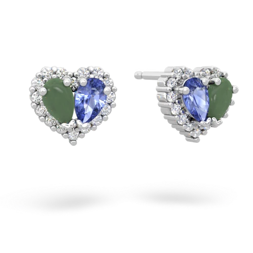 jade-tanzanite halo-heart earrings