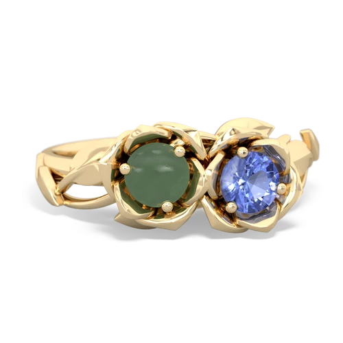 jade-tanzanite roses ring