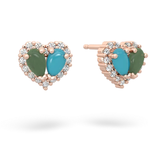 jade-turquoise halo-heart earrings