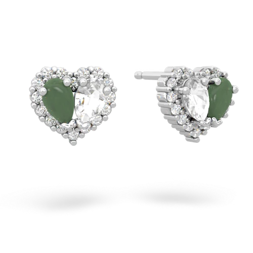 jade-white topaz halo-heart earrings