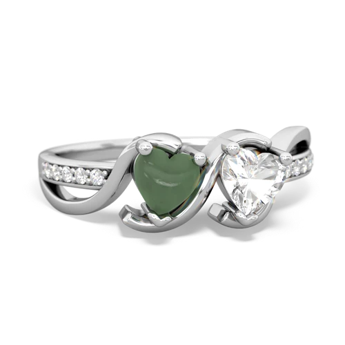 jade-white topaz double heart ring