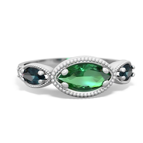 lab emerald-alexandrite milgrain marquise ring