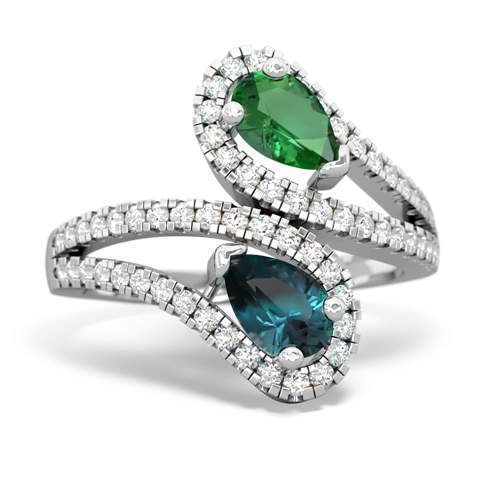 lab emerald-alexandrite pave swirls ring