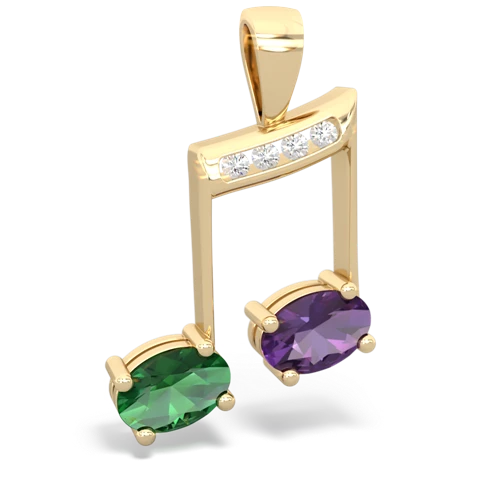 lab emerald-amethyst music notes pendant