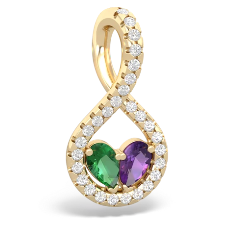 lab emerald-amethyst pave twist pendant