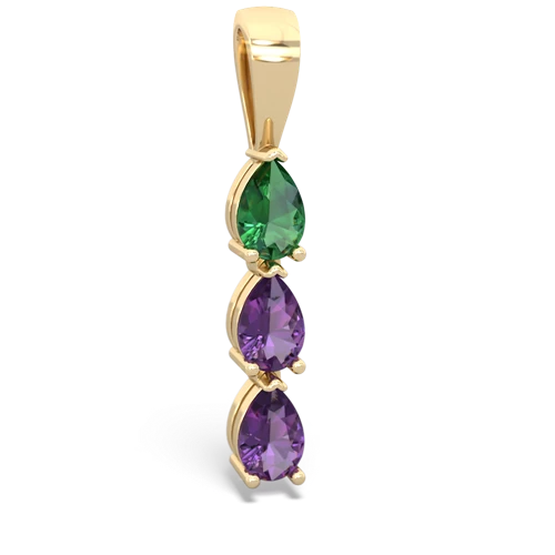 lab emerald-amethyst three stone pendant