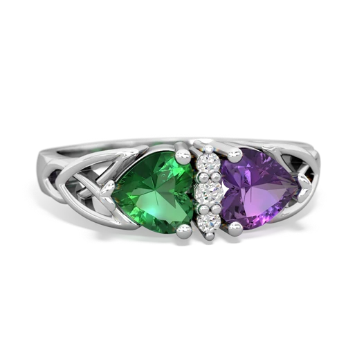 lab emerald-amethyst celtic ring