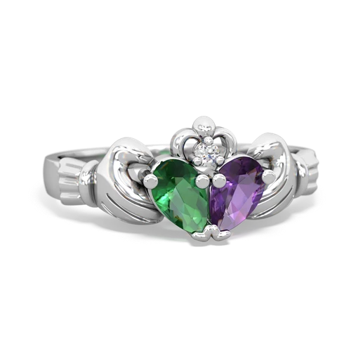 lab emerald-amethyst claddagh ring