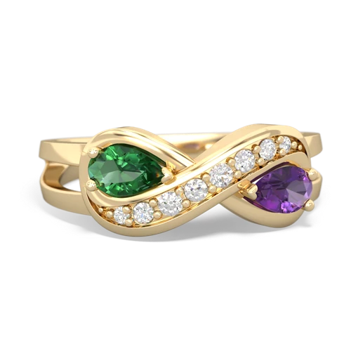 lab emerald-amethyst diamond infinity ring