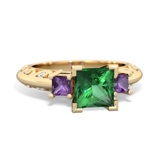 lab emerald-amethyst engagement ring