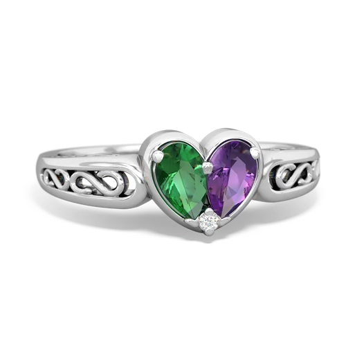 lab emerald-amethyst filligree ring