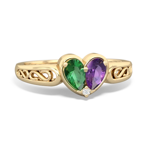 lab emerald-amethyst filligree ring