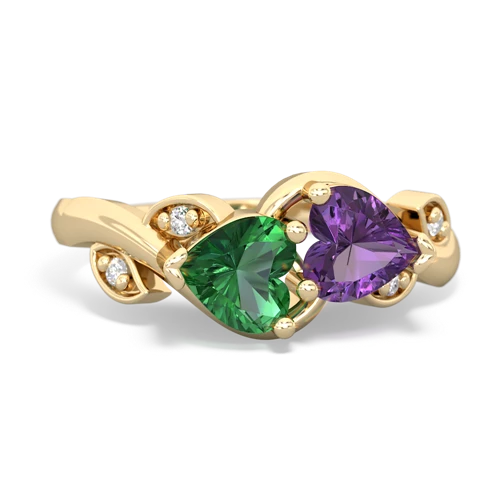 lab emerald-amethyst floral keepsake ring