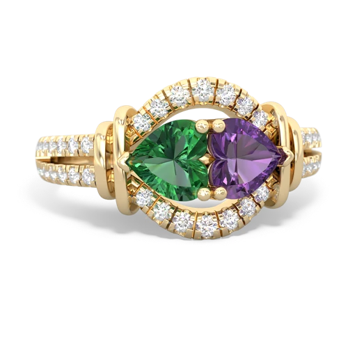 lab emerald-amethyst pave keepsake ring