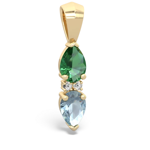 lab emerald-aquamarine bowtie pendant