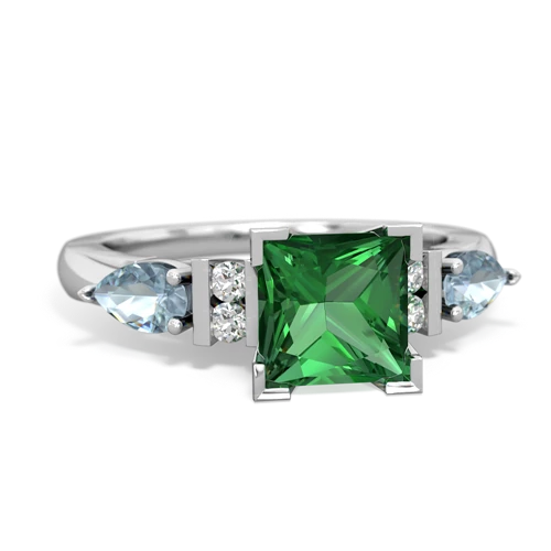 lab emerald-aquamarine engagement ring