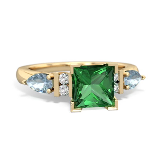 lab emerald-aquamarine engagement ring