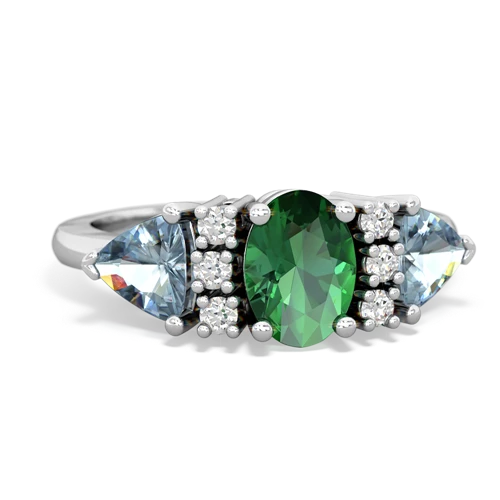 lab emerald-aquamarine timeless ring