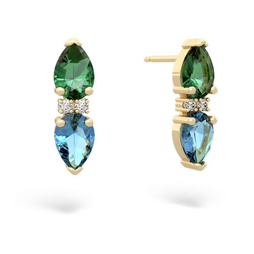 lab emerald-blue topaz bowtie earrings