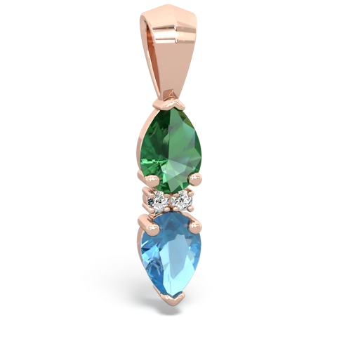 lab emerald-blue topaz bowtie pendant