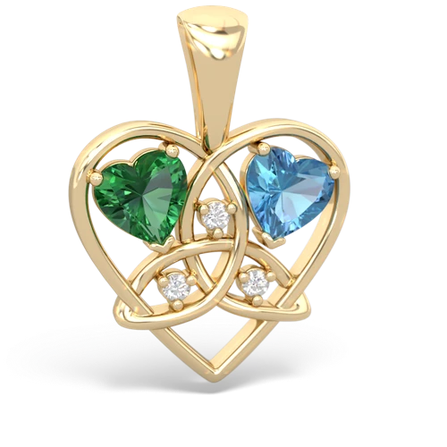 lab emerald-blue topaz celtic heart pendant