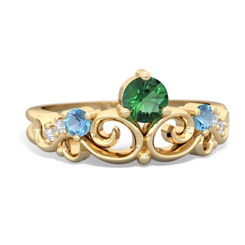 lab emerald-blue topaz crown keepsake ring