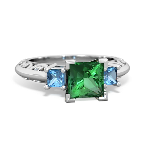 lab emerald-blue topaz engagement ring