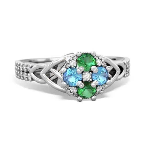 lab emerald-blue topaz engagement ring