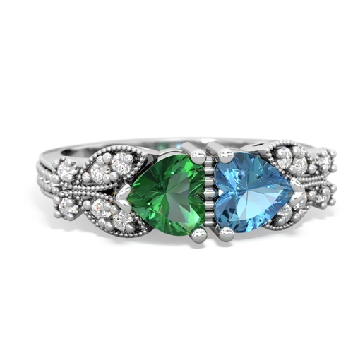 lab emerald-blue topaz keepsake butterfly ring