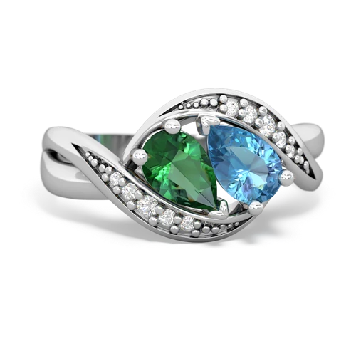 lab emerald-blue topaz keepsake curls ring