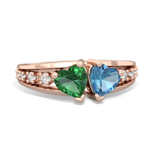 lab emerald-blue topaz modern ring