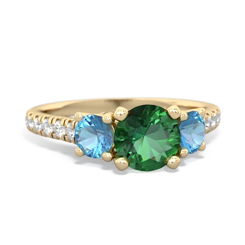 lab emerald-blue topaz trellis pave ring