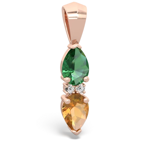 lab emerald-citrine bowtie pendant