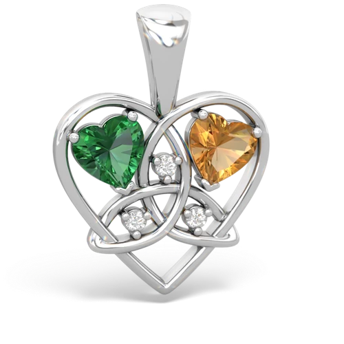 lab emerald-citrine celtic heart pendant