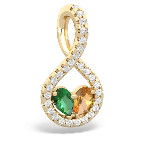 lab emerald-citrine pave twist pendant