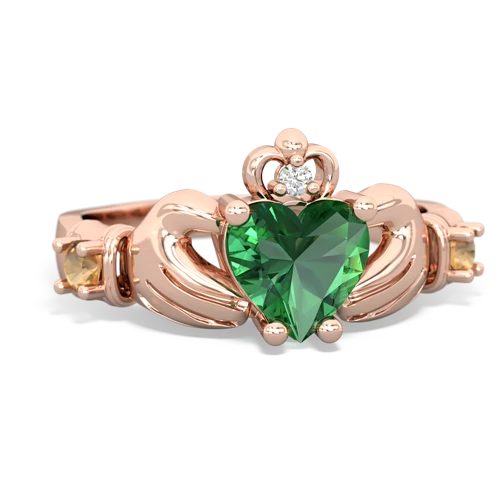 lab emerald-citrine claddagh ring