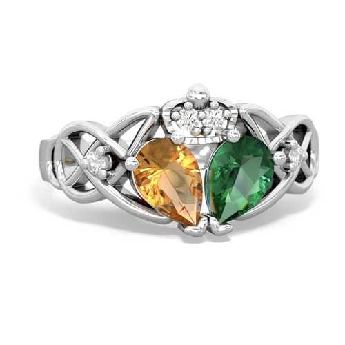 lab emerald-citrine claddagh ring