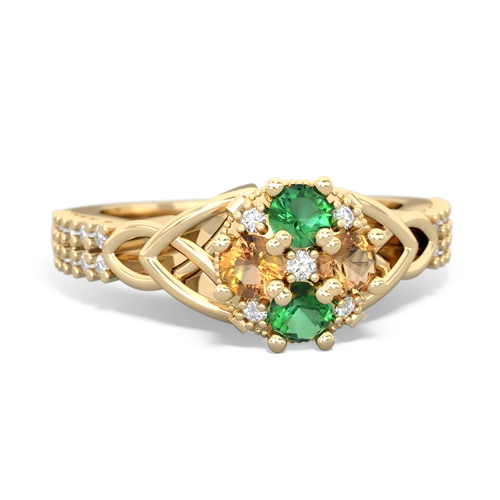 lab emerald-citrine engagement ring