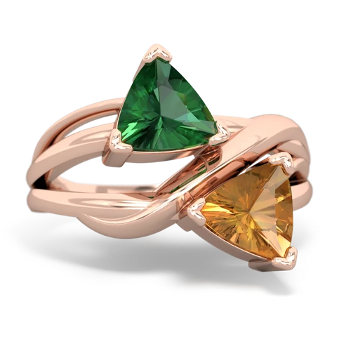 lab emerald-citrine filligree ring