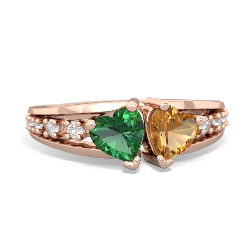 lab emerald-citrine modern ring