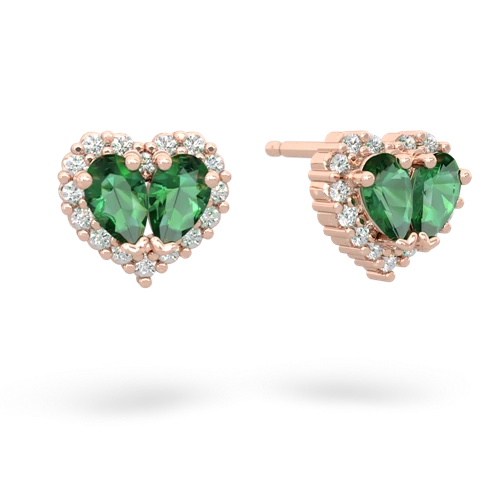 lab emerald halo-heart earrings