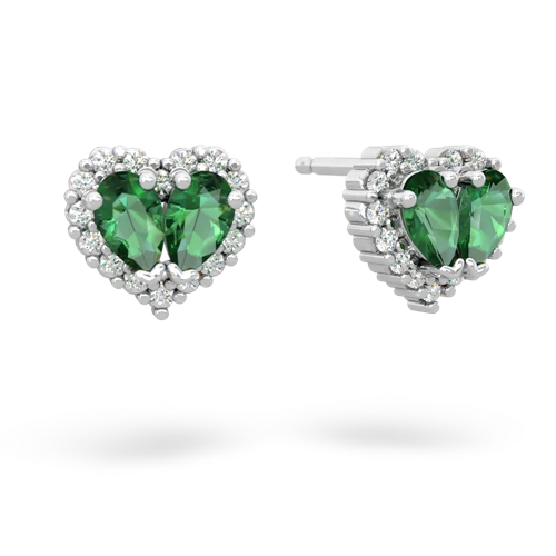 lab emerald halo-heart earrings