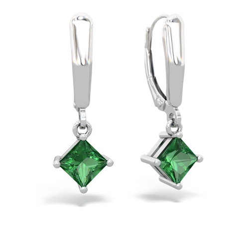 lab emerald lever-back earrings