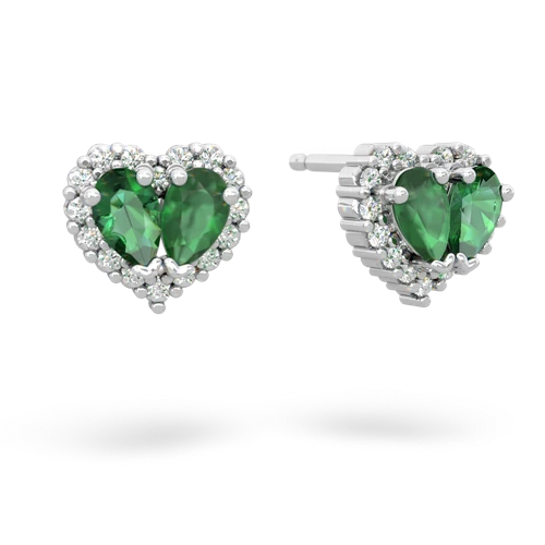 lab emerald-emerald halo-heart earrings