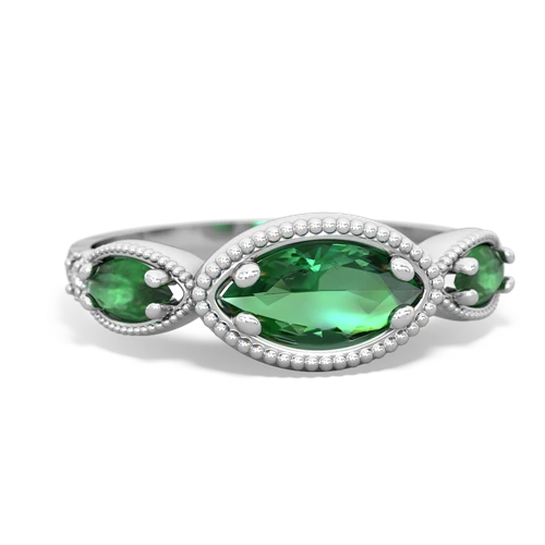 lab emerald-emerald milgrain marquise ring