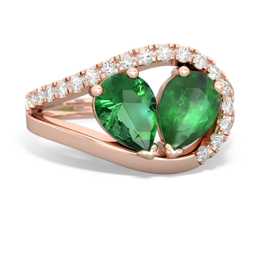 lab emerald-emerald pave heart ring