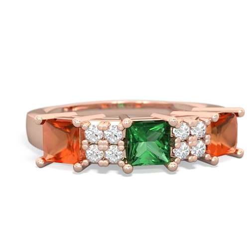 lab emerald-fire opal timeless ring