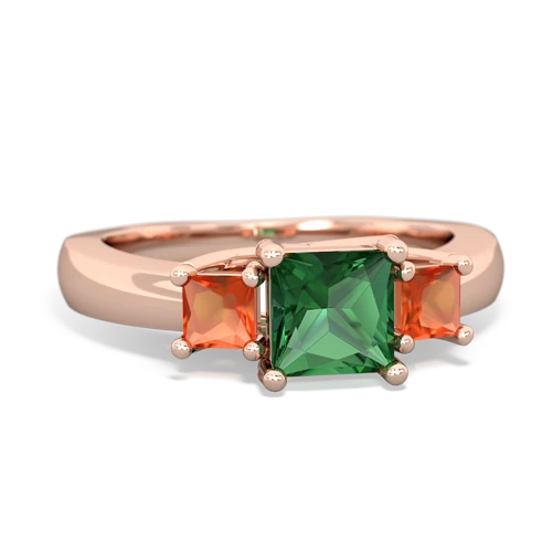 lab emerald-fire opal timeless ring